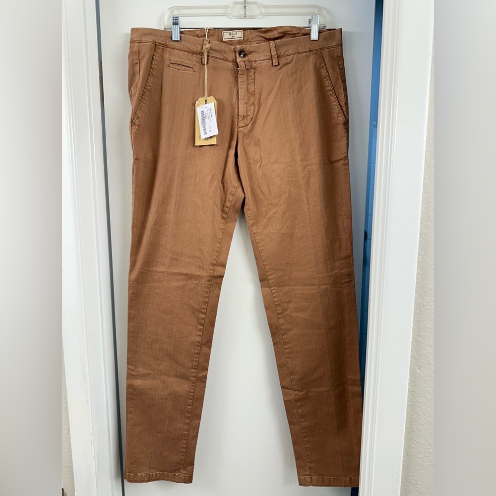 NWT Briglia 1949 Men Tan Pants Made in Italy size 52 waist size 35-36 inseam 32